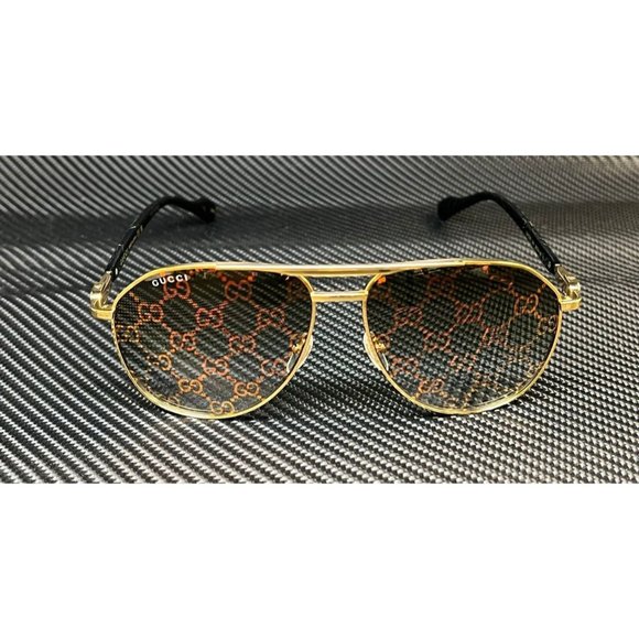 Gucci Gold Mirror Men's Sunglasses - Picture 3 of 5